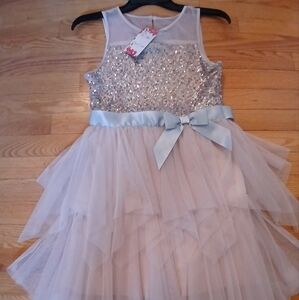 Sparkling Silver and Blue Kids Costume Dress